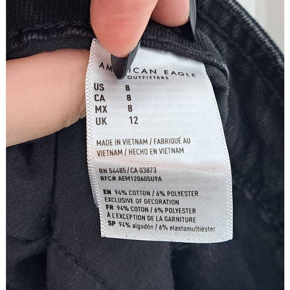 American Eagle Women's Hi Rise A Line Skirt Black Denim Button Fly size 8 - Picture 5 of 6